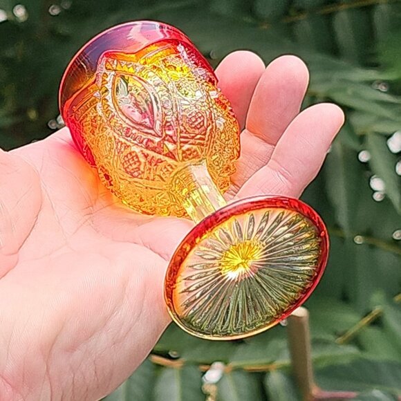 8pc Set Cadmium Amberina Cordial MCM Vintage Water Wine Glasses Rare WOW! - Picture 12 of 16